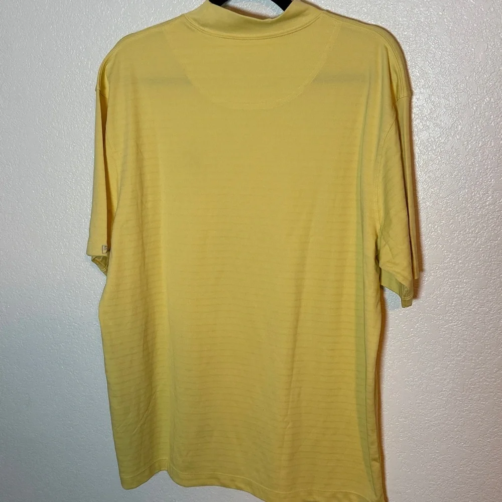 Cutter Buck Butter Yellow CB Dry Tec Preppy Activewear Mockneck Tee Size Large